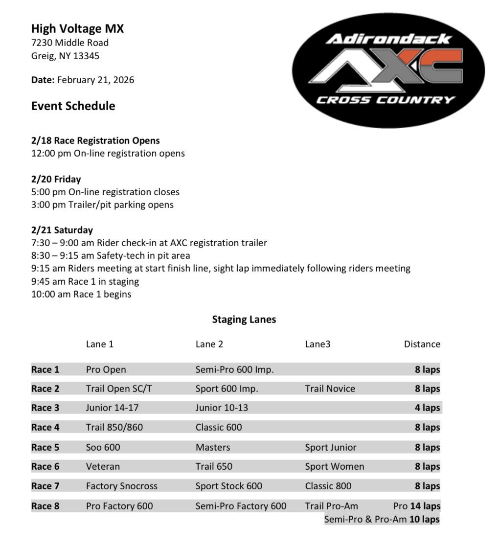 Race Schedule
